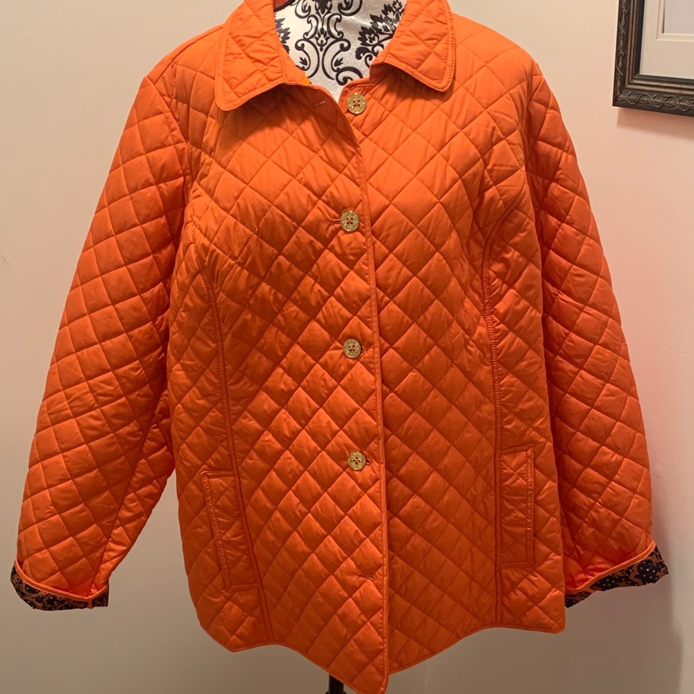 C. Wonder Quilted Bright Orange Button-Front Jacket